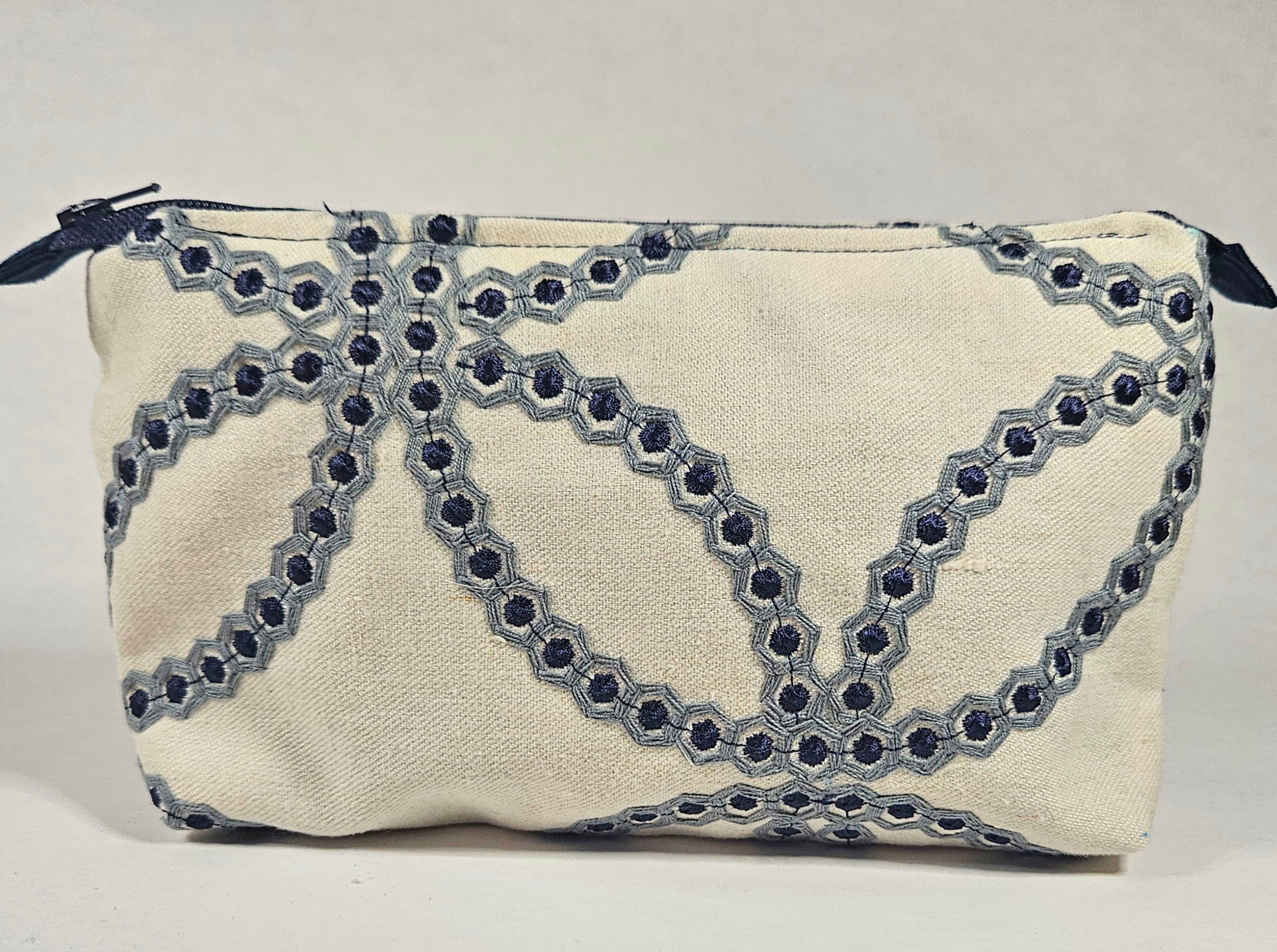 Handmade Up-Cycled, Lined, Zipper Pouch. Geometric
