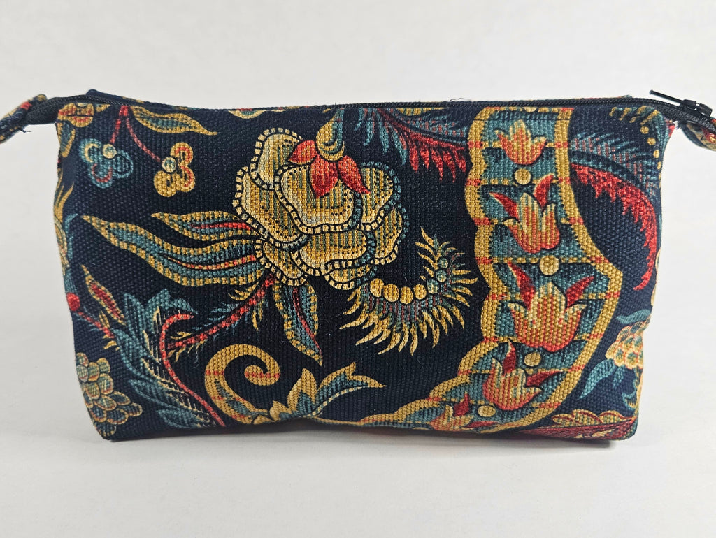 Handmade Up-Cycled, Lined, Zipper Pouch. Asian Inspired print