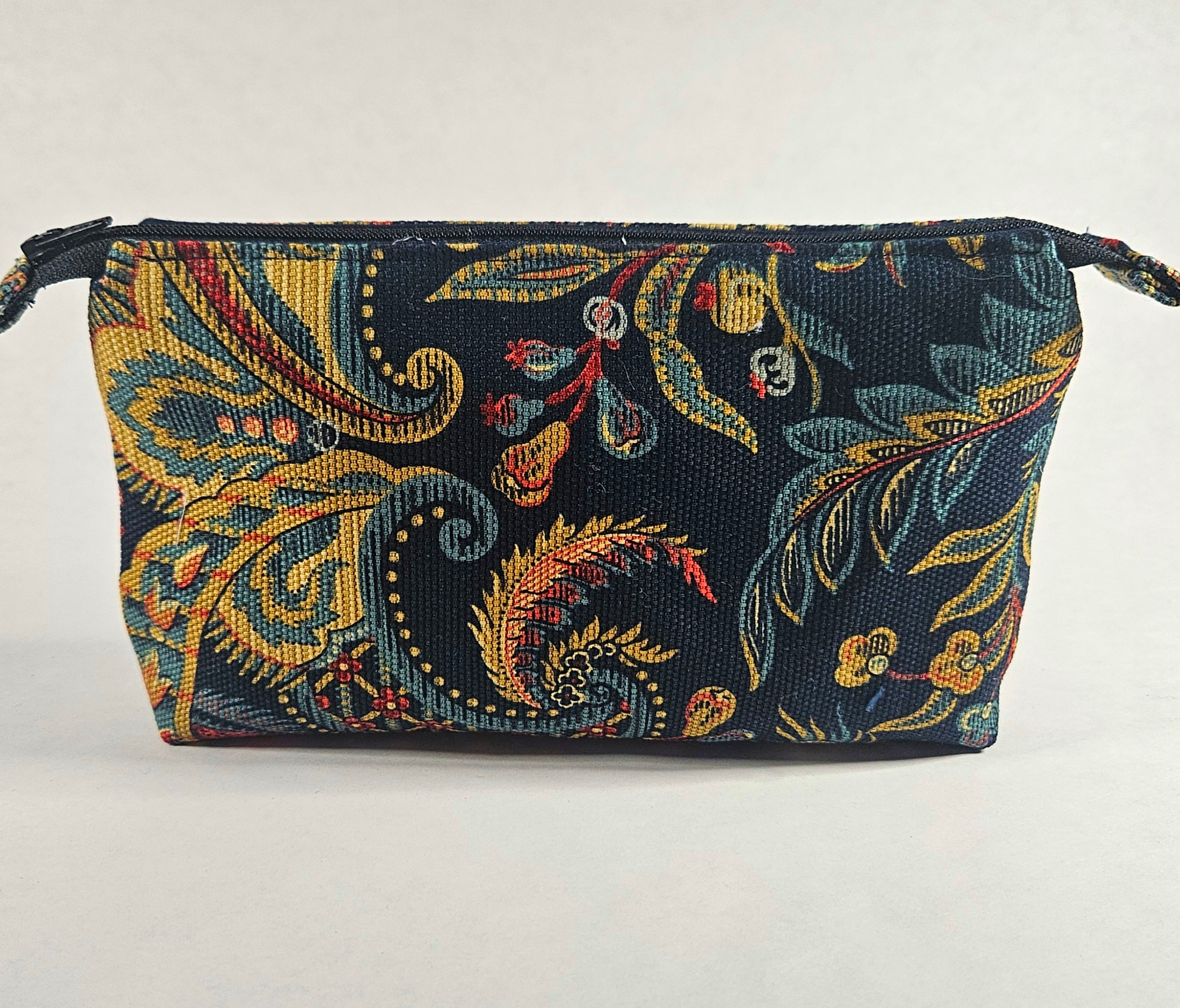 Handmade Up-Cycled, Lined, Zipper Pouch. Asian Inspired print